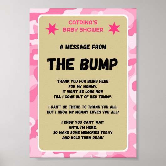 Roze Camo Baby shower teken Poster (Voorkant)