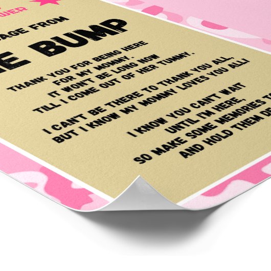 Roze Camo Baby shower teken Poster (Hoek)