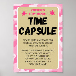 Roze Camo Baby shower teken Poster
