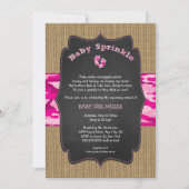 Roze Camo Baby Sprinkle Invite, camouflage burlap Kaart (Voorkant)