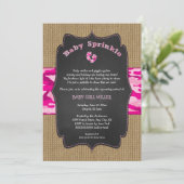 Roze Camo Baby Sprinkle Invite, camouflage burlap Kaart (Staand voorkant)
