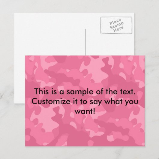 Roze Camo-Briefkaart Briefkaart (Voorkant / Achterkant)