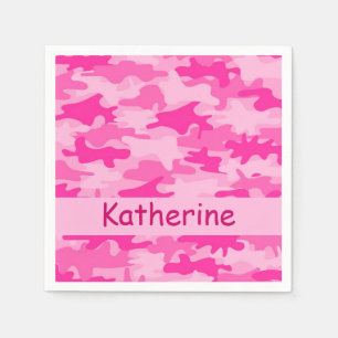 Roze Camo Camouflage Gepersonaliseerde Naam Partij Servetten