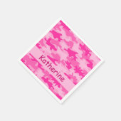 Roze Camo Camouflage Gepersonaliseerde Naam Partij Servetten (Hoek)