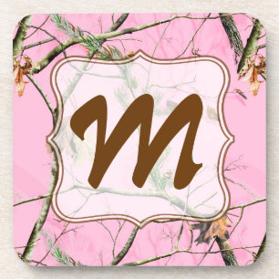Roze Camo Camouflage Hunt Monogram Drink Onderzett Onderzetter