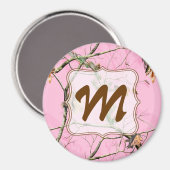 Roze Camo Camouflage Hunt Monogram Initiaal Magnet (Voorkant / Achterkant)