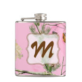 Roze Camo Camouflage Hunt Monogram Whiskey Flask Heupfles (Voorkant)