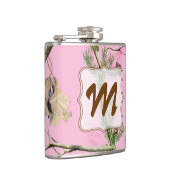 Roze Camo Camouflage Hunt Monogram Whiskey Flask Heupfles (Rechts)