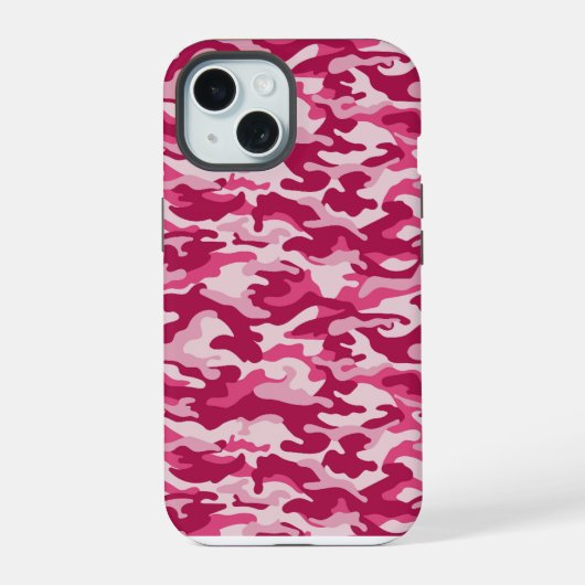 Roze Camo Camouflage iPhone 15 Case (Achterkant)