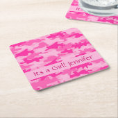 Roze Camo Camouflage is een meisjesnaam Kartonnen Onderzetters (Schuin)