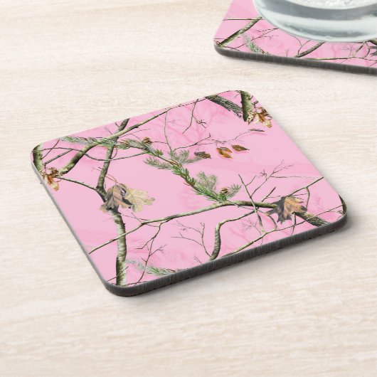 Roze Camo Camouflage Jacht Meisje Drink Onderzette Onderzetter (Linkerzijde)