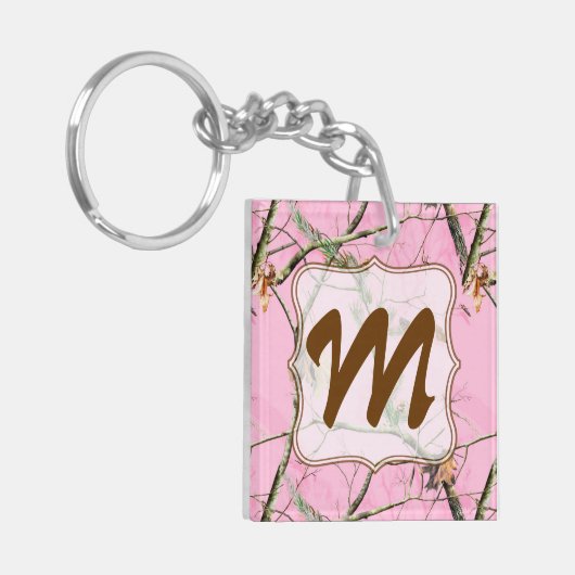 Roze Camo Camouflage Jacht Meisje Echt Sleutelhang Sleutelhanger (Voorkant Links)