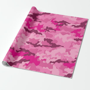 Roze camo camouflage meisje vrouwelijk trendy cadeaupapier