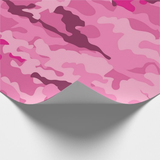 Roze camo camouflage meisje vrouwelijk trendy cadeaupapier (Hoek)