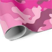 Roze camo camouflage meisje vrouwelijk trendy cadeaupapier (Rol Hoek)