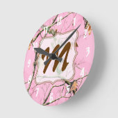 Roze Camo Camouflage Monogram Initialen wandklok (Hoek)