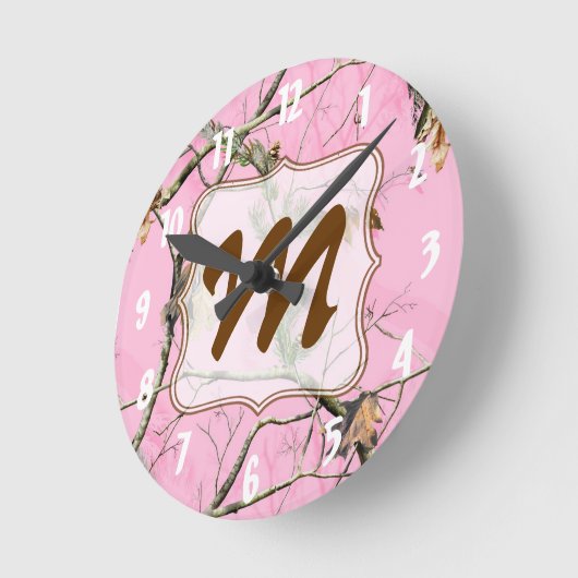 Roze Camo Camouflage Monogram Initialen wandklok (Hoek)