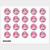 Roze Camo Camouflage Patroon Ronde Sticker (Vel)