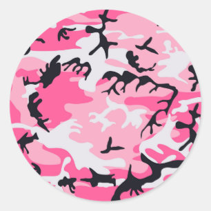 Roze Camo Camouflage Patroon Ronde Sticker