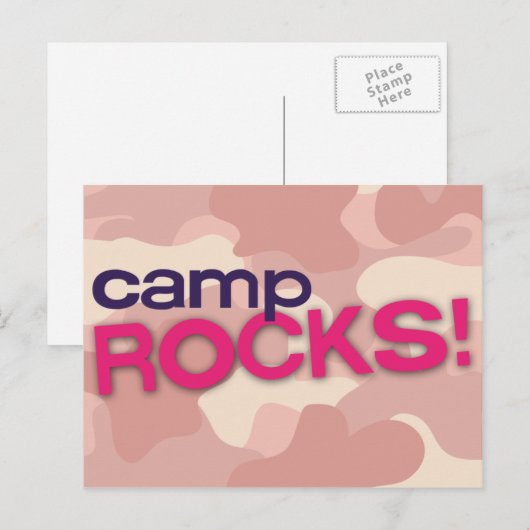 Roze Camo CAMP ROCKS! Briefkaart (Voorkant / Achterkant)