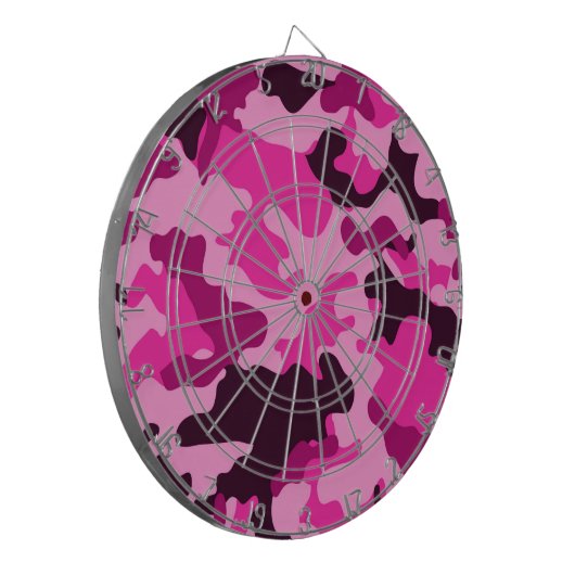 Roze Camo Dartboard Dartbord (Voorkant Links)