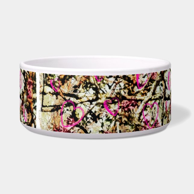 Roze Camo Dog Food Dish Voerbakje (Voorkant)