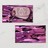 Roze Camo Dog Tags Visitekaartje (Voorkant / Achterkant)