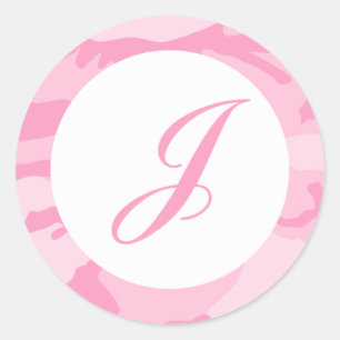Roze Camo Envelope Seals Ronde Sticker