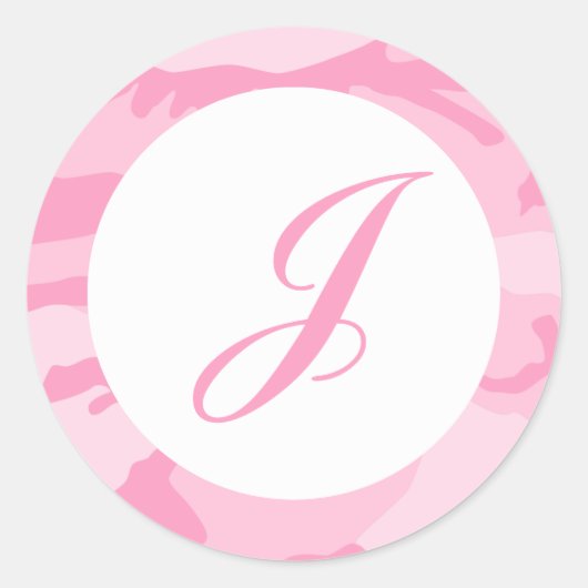Roze Camo Envelope Seals Ronde Sticker (Voorkant)
