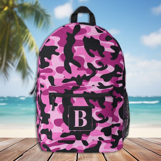 Roze Camo gepersonaliseerde moderne monogram camou Bedrukte Rugzak