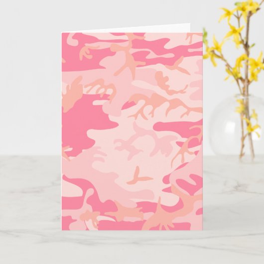Roze Camo - Girly Camo Kaart (Gele Bloem)