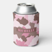 Roze Camo Girly Camouflage Monogram Naam Blikjeskoeler (Blikje Achterkant)