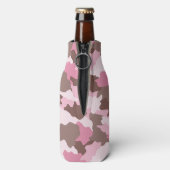 Roze Camo Girly Camouflage Monogram Naam Flesjeskoeler (Fles Achterkant)