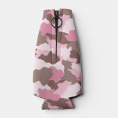 Roze Camo Girly Camouflage Monogram Naam Flesjeskoeler (Achterkant)