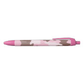 Roze Camo Girly Camouflage Patroon Zwarte Inkt Pen (Bovenkant)
