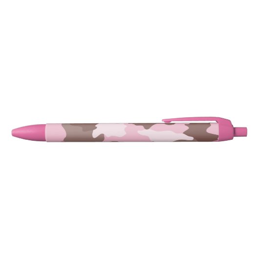 Roze Camo Girly Camouflage Patroon Zwarte Inkt Pen (Bovenkant)