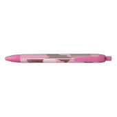 Roze Camo Girly Camouflage Patroon Zwarte Inkt Pen (Achterkant)