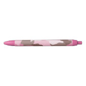 Roze Camo Girly Camouflage Patroon Zwarte Inkt Pen (Voorkant)