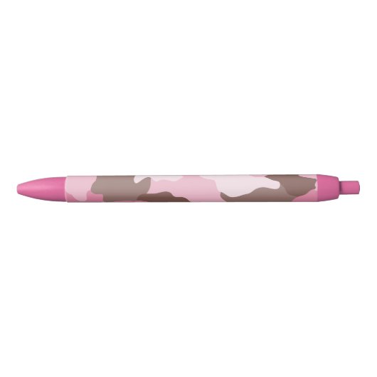 Roze Camo Girly Camouflage Patroon Zwarte Inkt Pen (Voorkant)