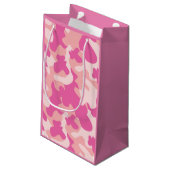 Roze Camo Girly Gift Bag Klein Cadeauzakje (Achterkant Gekanteld)
