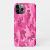 Roze Camo Haar naam Modern Phone Case iPhone Hoesje (Achterkant)