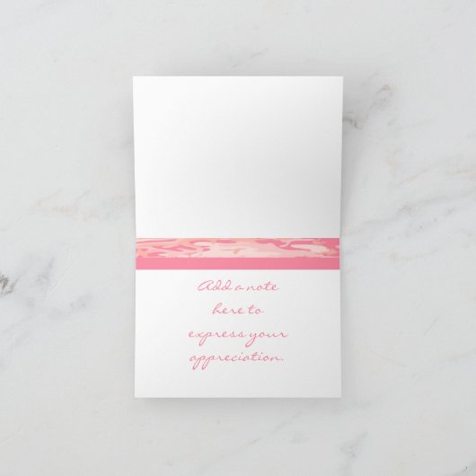 Roze Camo Hartelijk dank Bedankkaart (Binnen)