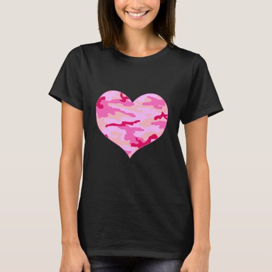 Roze Camo Heart T-shirt (Voorkant)
