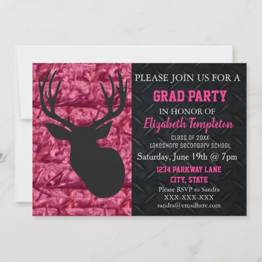 Roze Camo Herten Jagen Afstudeerfeest Kaart (Voorkant)