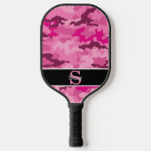 Roze Camo Hunter Camouflage Initiaal Monogram Pickleball Paddle (Voorkant)
