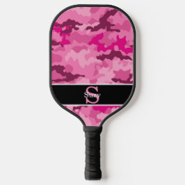 Roze Camo Hunter Camouflage Initiaal Monogram Pickleball Paddle