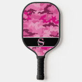 Roze Camo Hunter Camouflage Initiaal Monogram Pickleball Paddle (Achterkant)