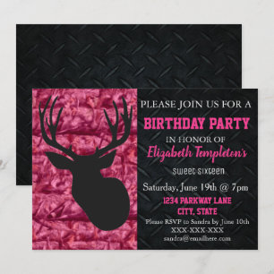 Roze Camo Hunting Sweet Sixteen Birthday Kaart