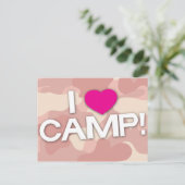 Roze Camo I hou van CAMP! Briefkaart (Staand voorkant)