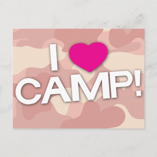Roze Camo I hou van CAMP! Briefkaart (Voorkant)